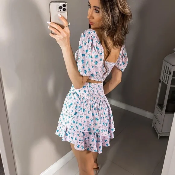 Zara Floral Print Satin Effect Corset Top - Picture 8 of 14